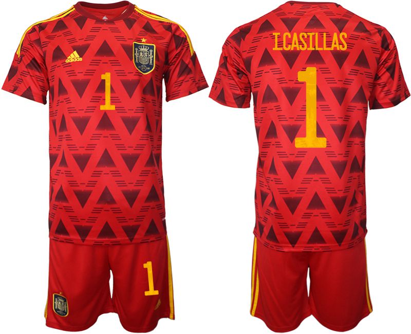 Men 2022 World Cup National Team Spain home red 1 Soccer Jersey